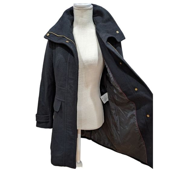 NWT Cole Haan Signature Women's Black Wool Blend Coat Size 4 - Picture 6 of 10